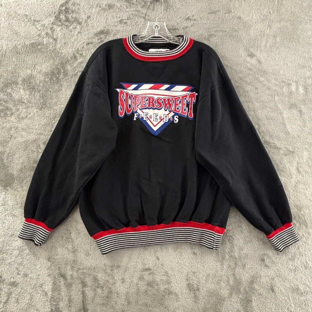 Vintage SuperSweet Feeds Sweatshirt Mens L Black‎ K-Products Heavy Weight USA